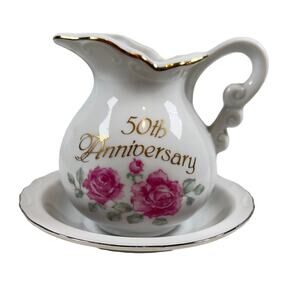 1991 BETTY WHITEAKER Enesco Corp 50th ANNIVERSARY Mini Water Pitcher Chamber